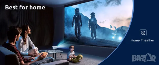 4K LED проектор LYNCAST с WIFI и Bluetooth Вграден Android TV 11 , снимка 9 - Плейъри, домашно кино, прожектори - 49230624