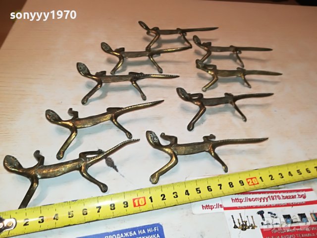 МЕД МЕСИНГ 9бр ФИГУРИ САЛАМАНДЪР ОТ ФРАНЦИЯ М0406230721, снимка 10 - Антикварни и старинни предмети - 40950412