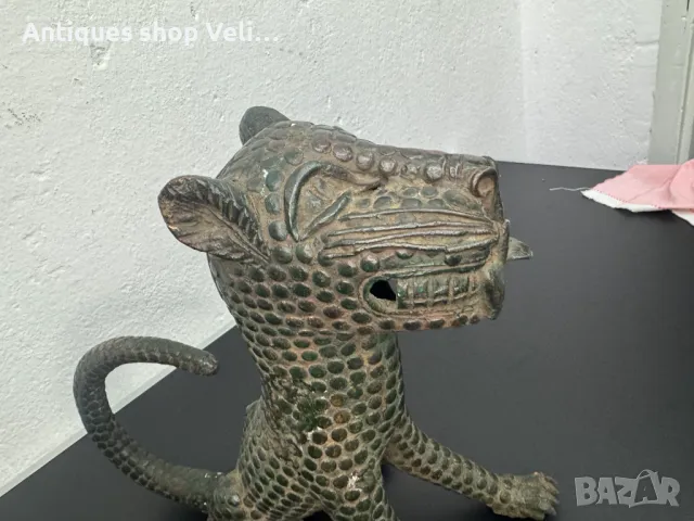 Африканска бронзова скулптура-Benin №6724 , снимка 3 - Антикварни и старинни предмети - 49730072