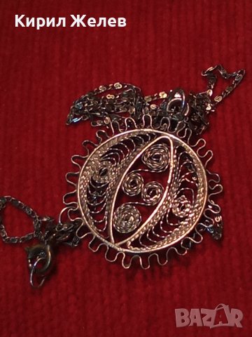 ФИЛИГРАНЕН СРЕБЪРЕН ПЕНДАНТ със СРЕБЪРНА СРЕБРО 925 ВЕРИЖКА ФИНА МАЙСТОРСКА РЪЧНА СТАРА РАБОТА 36452, снимка 12 - Антикварни и старинни предмети - 39671077