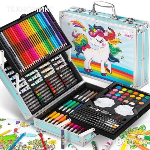 ПРОМО!!!Детски комплект за рисуване GALAXIA®, 145 части, Метална кутия, снимка 8 - Други - 51726557