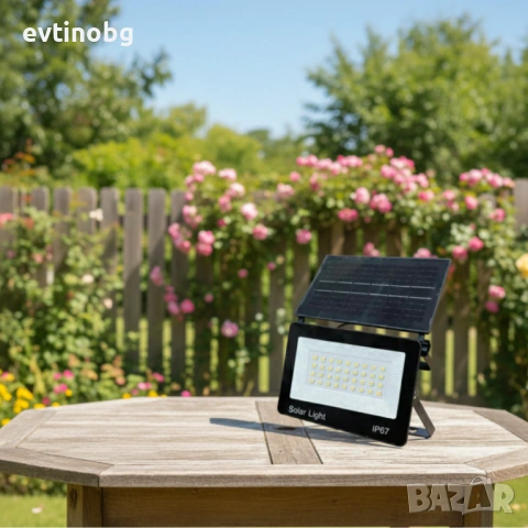 Соларна лампа COBA CB-LD180 (126 LED) —  мощен външен прожектор със сензор за здрач, IP67, снимка 4 - Прожектори - 53787791