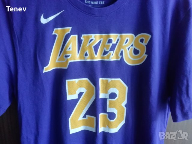 LA Lakers Lebron James #23 Nike Tee оригинална тениска Лейкърс Джеймс размер L  , снимка 4 - Тениски - 41508150