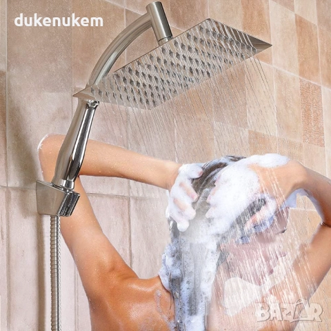 Душ слушалка, 8'' квадратен душ с маркуч 1.5 м, снимка 5 - Други стоки за дома - 52711249