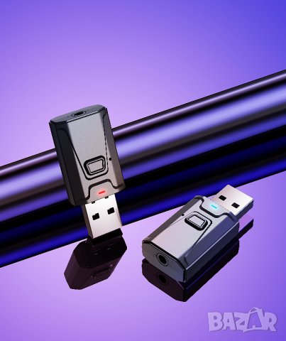 Мини bluetooth адаптер, за кола, BT 5.0, 3,5, USB, стерео AUX, за автомобили, за компютър, телевизор, снимка 2 - Друга електроника - 41653419