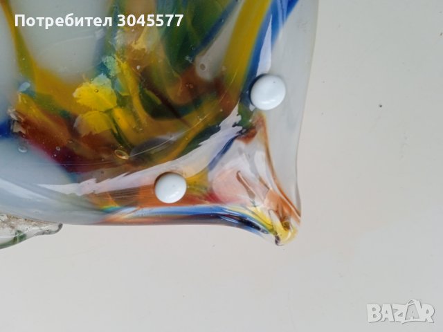 Пепелник Рибка от цветно стъкло 20,5*12,5 см, античен, снимка 5 - Колекции - 44240153
