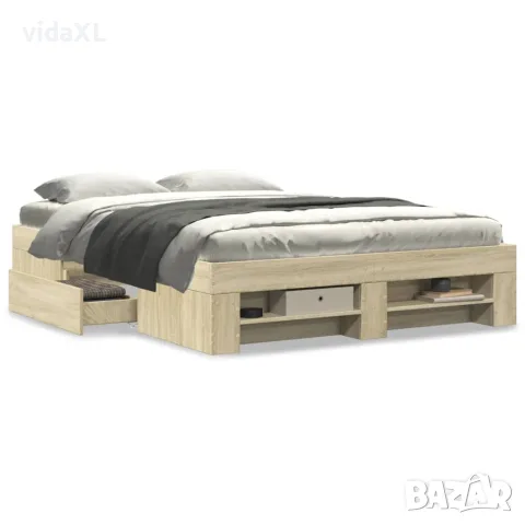 vidaXL Рамка за легло без матрак сонома дъб 140x190 см инженерно дърво, снимка 4 - Спални и легла - 56146884