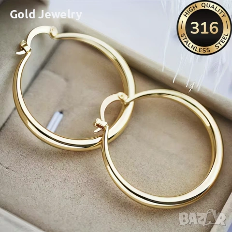 Хипоалергенни обици от медицинско злато, снимка 2 - Обеци - 53060656