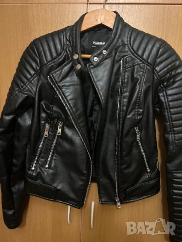 Кожено черно яке, снимка 2 - Якета - 52228479