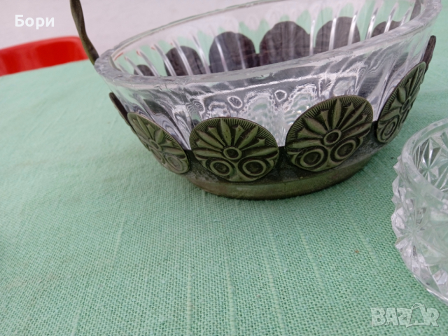Стари стъклени купи кристал, снимка 6 - Чинии - 36264291