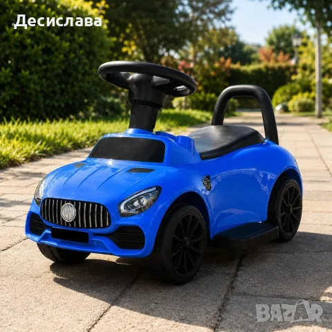 Детска кола за бутане с родителски контрол 2 в 1 – Светлини, звуци и педал за газ, синя, снимка 2 - Детски велосипеди, триколки и коли - 55766996