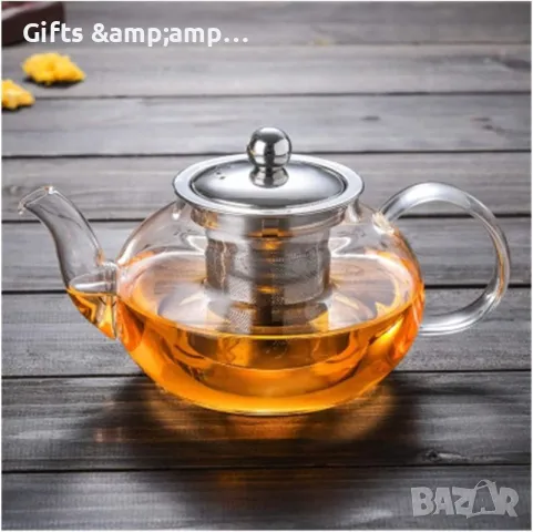 Стъклена кана за чай с форма тип балон, снимка 1