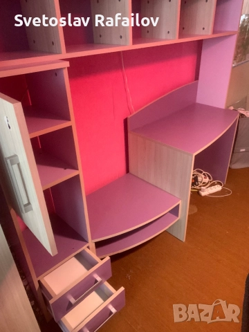 Детска секция с бюро и двукрилен гардероб, снимка 5 - Мебели за детската стая - 52582337