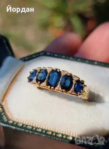 Антикварен дамски златен пръстен със скъпоценни камъни , снимка 11 - Пръстени - 49468075