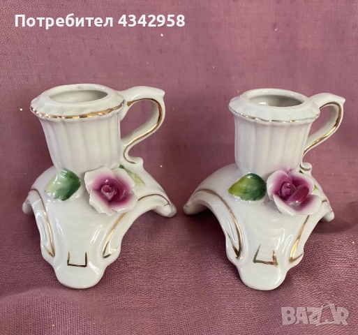 Capodimonte. Антични порцеланови свещници.