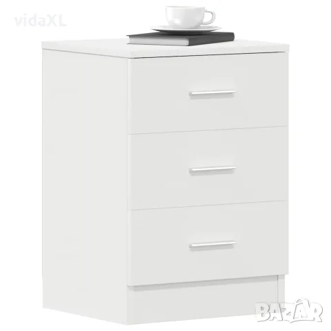 vidaXL Нощно шкафче, бяло, 38x35x56 см, инженерно дърво, снимка 4 - Шкафове - 56147711