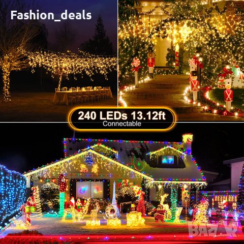 Нови 4 метра 240 LED светлини Лампички декорация украса Коледа двор, снимка 3 - Декорация за дома - 39374481