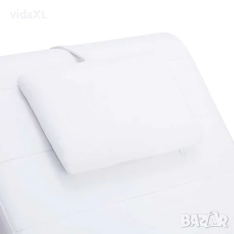vidaXL Масажираща кушетка с възглавница, бяла, изкуствена кожа, снимка 8 - Кушетки - 56146498