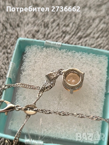 Сребърно колие с жълт цирконии , снимка 5 - Колиета, медальони, синджири - 53787930