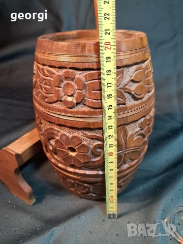 малко буре с дърворезба 30/5, снимка 6 - Декорация за дома - 52745718