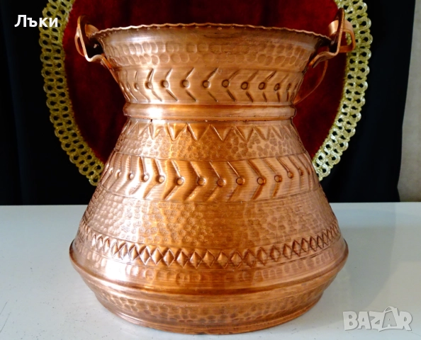 Медно менче,медно котле,2 л.,кована чиста мед., снимка 3 - Антикварни и старинни предмети - 52859499