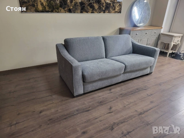 Сив диван от плат тройка с функция сън "Optimus", снимка 4 - Дивани и мека мебел - 53698952