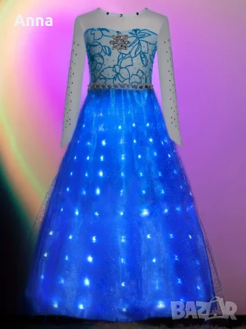 светеща рокля на Елза 100,110,120,130 , снимка 3 - Детски рокли и поли - 51363088