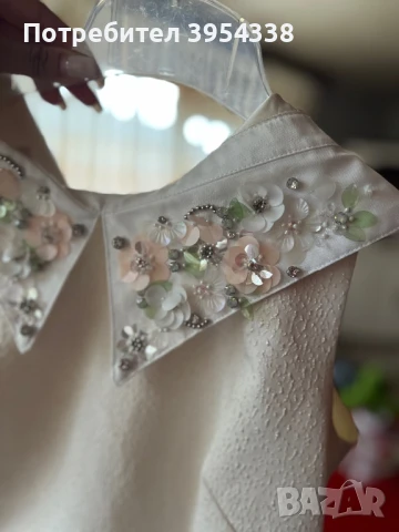 Рокля бяла с камъни и цветя Юнона , снимка 3 - Рокли - 51205589