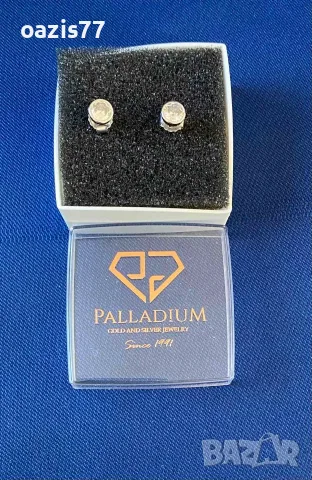 Обици Palladium - Сребъро маркирано 925,  с цирконий,  нови оригинална опаковка. 1,5 грама. € 27