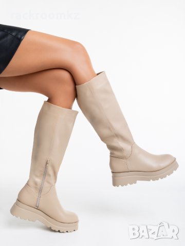 ЗИМНА РАЗПРОДАЖБА! Дамски модни ботуши в бежов цвят на платфотма олекотен модел, снимка 3 - Дамски ботуши - 42524567