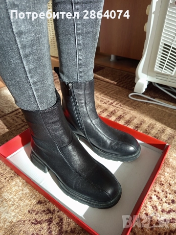 Черни боти от естествен кожа 