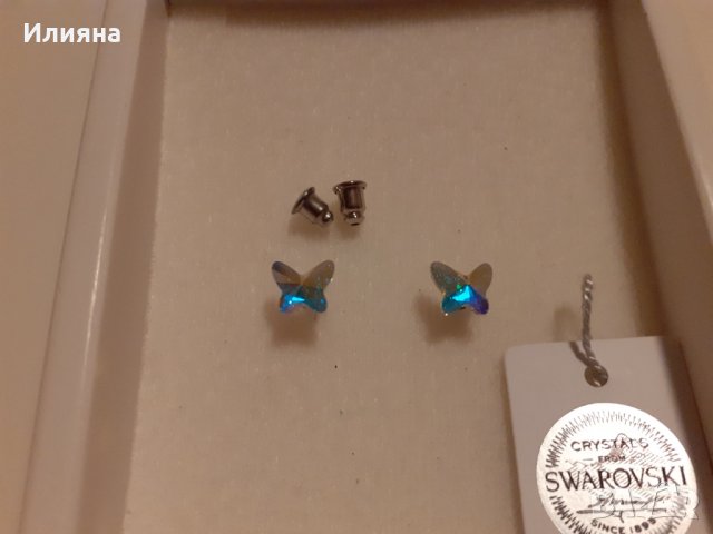 Swarovski пеперудки обеци, снимка 1 - Обеци - 35696113