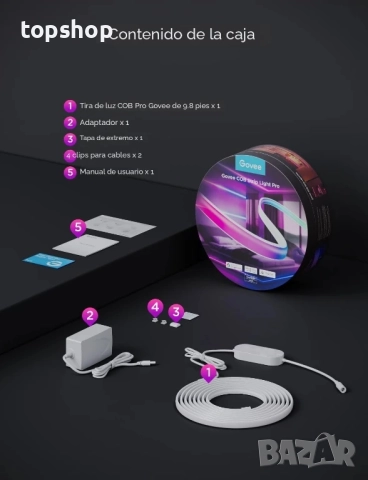 ЧИСТО НОВО Govee COB LED лента Pro, 3 метра LED светлини съвместими с Alexa, Google Assistant..., снимка 2 - Лед осветление - 51598442