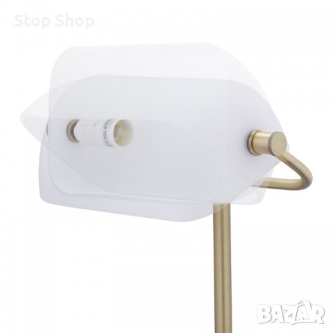 Бяла банкерска лампа с метална основа, снимка 6 - Настолни лампи - 40034469