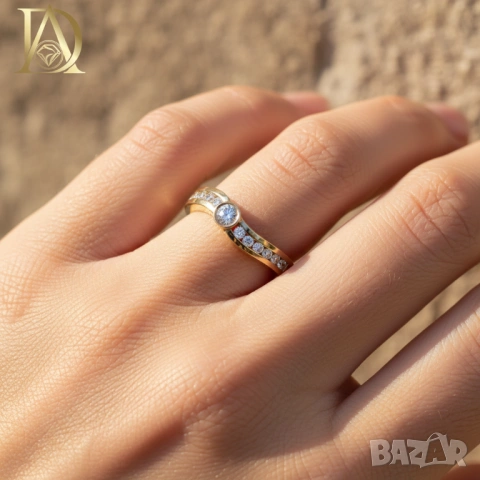 Нов Златен Пръстен с 0.50кт Естествени Диаманти, снимка 2 - Пръстени - 43060920