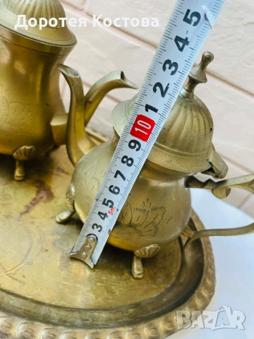 Красив месингов комплект от Англия - 5 части, за кафе / чай , снимка 12 - Антикварни и старинни предмети - 53742554