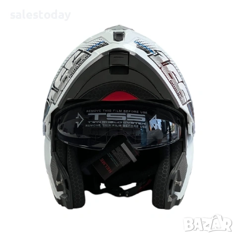 Модуларна Каска flip-up, Бяло/Синьо, S*M*L*XL, снимка 5 - Аксесоари и консумативи - 53870682
