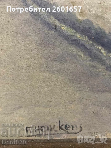 F. Henckens, стара маслена картина пейзаж., снимка 3 - Картини - 53660755