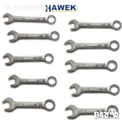 Комплект къси ключове 10-19 мм HAWEK HW-5101S-P, снимка 2 - Ключове - 52126830