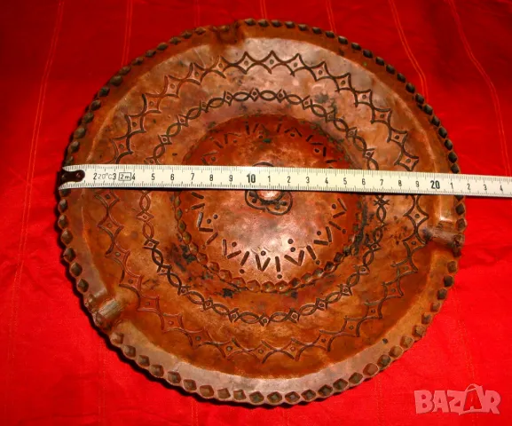 Винтидж кован, масивен, меден пепелник 100 год, снимка 7 - Антикварни и старинни предмети - 48404114