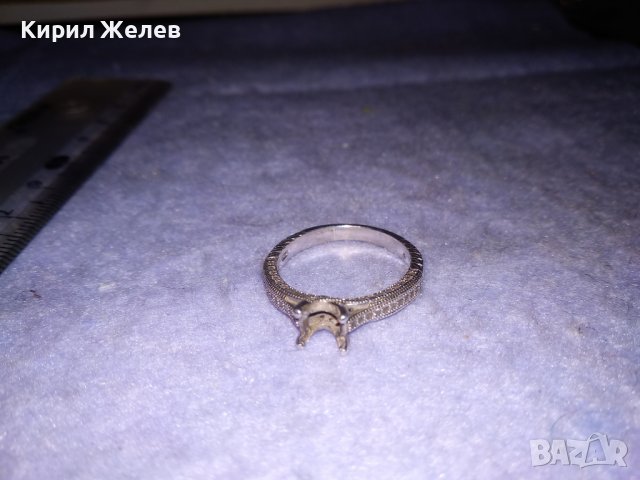 ГОДЕЖЕН СРЕБЪРЕН ПРЪСТЕН СРЕБРО 925 с БЯЛА ПОЗЛАТА и ЦИРКОНЧЕТА с ГНЕЗДО за ВГРАЖДАНЕ на КАМЪК 36475, снимка 8 - Пръстени - 39643113
