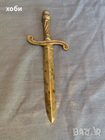  стар  бронзов инструмент за отваряне на писма, снимка 1