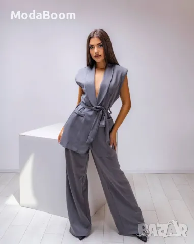 Сив дамски комплект от две части 