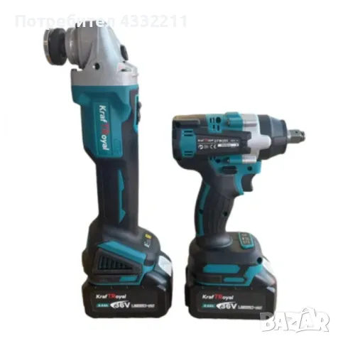 Комплект от акумулаторен ъглошлайф и гайковерт 36V 8Ah, снимка 3 - Други стоки за дома - 48383577