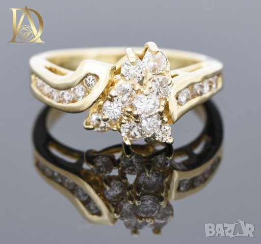 Нов Златен Пръстен с 0.85кт Естествени Брилянти 