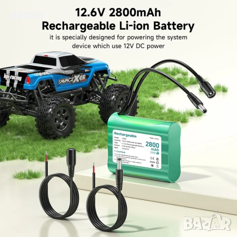 Mspalocell 12V 2800mAh литиева батерия със зарядно устройство и адаптери, снимка 2 - Друга електроника - 53054684