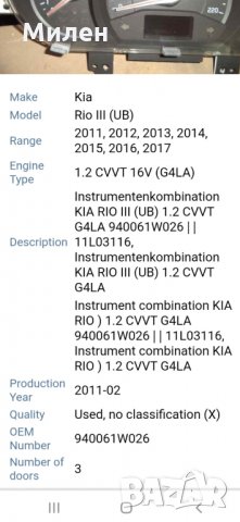 Kia Rio 1.2 i 16V  2011-2017 Година  Километраж Киа Рио, снимка 5 - Части - 35982192