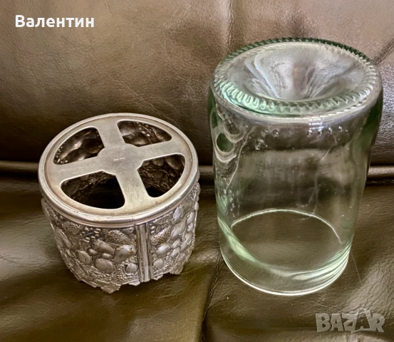 #1502# Винтидж посребрена поставка за чаша със стъкло. Холандия., снимка 3 - Чаши - 50460114