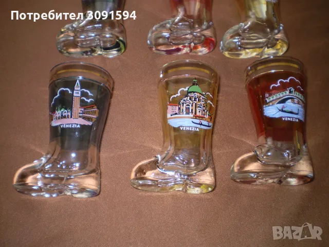 Венециански прозрачни чаши за шотове  6 чаши стъклени ботуши Ретро , снимка 9 - Други ценни предмети - 48082556