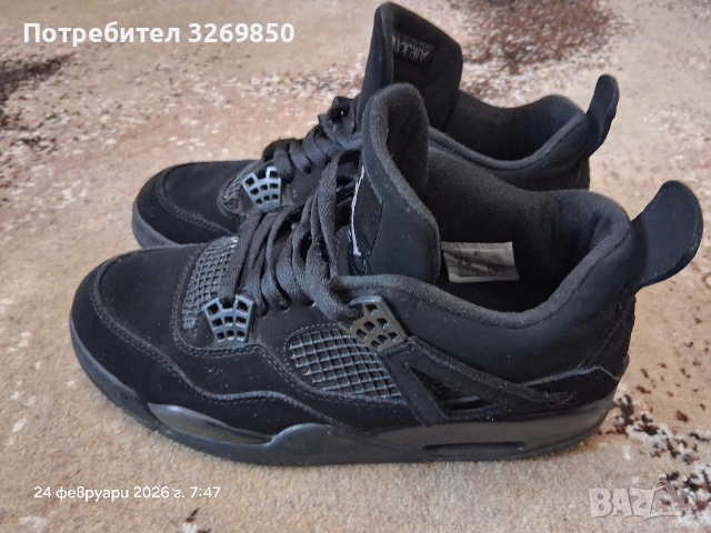 NIKE AIR JORDAN 4 RETRO BLACK CAT номер 42 (26,5 см.), снимка 8 - Маратонки - 53601320